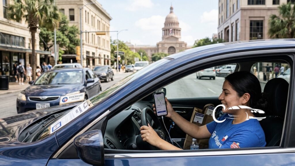 Illustration of Best car insurance for Gig workers Texas cost and companies.