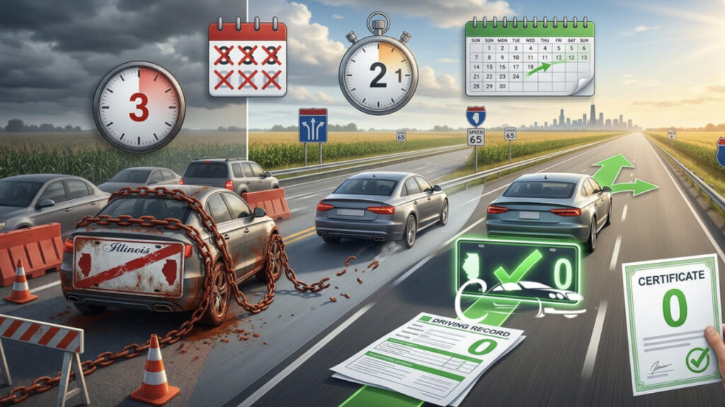 Illustration of How Long does SR-22 stay on Record Illinois (Removal Guide)