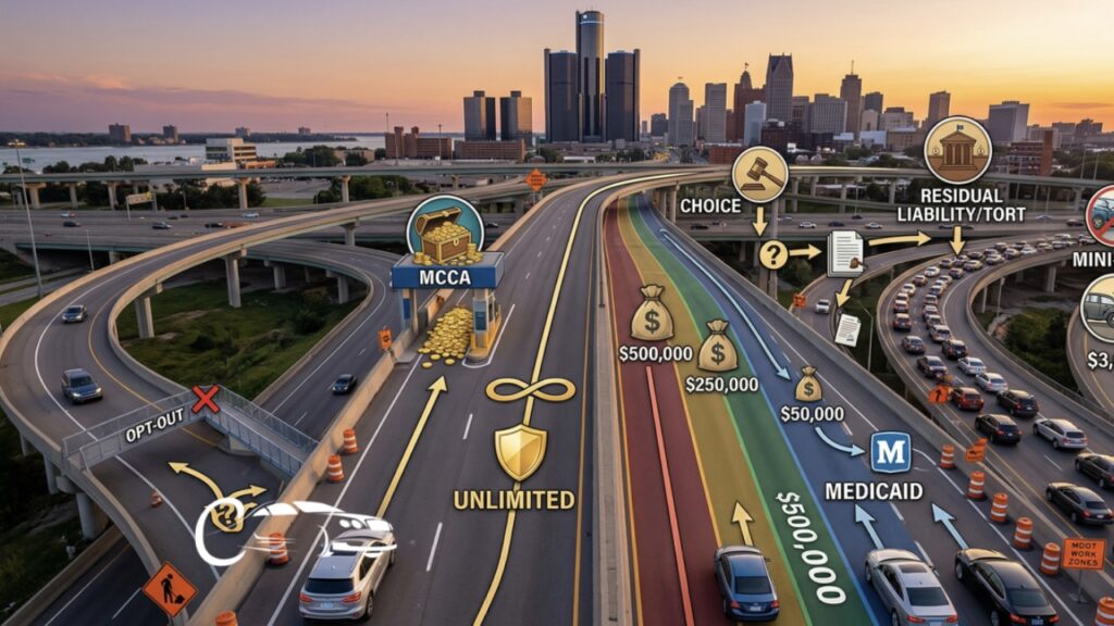 Illustration of Michigan Auto Insurance Laws 2026: The Most Complex System in America — Fully Explained