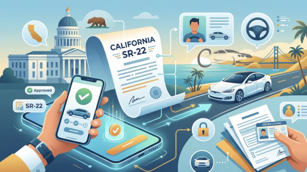 Illustration of How to get SR-22 Insurance in California.